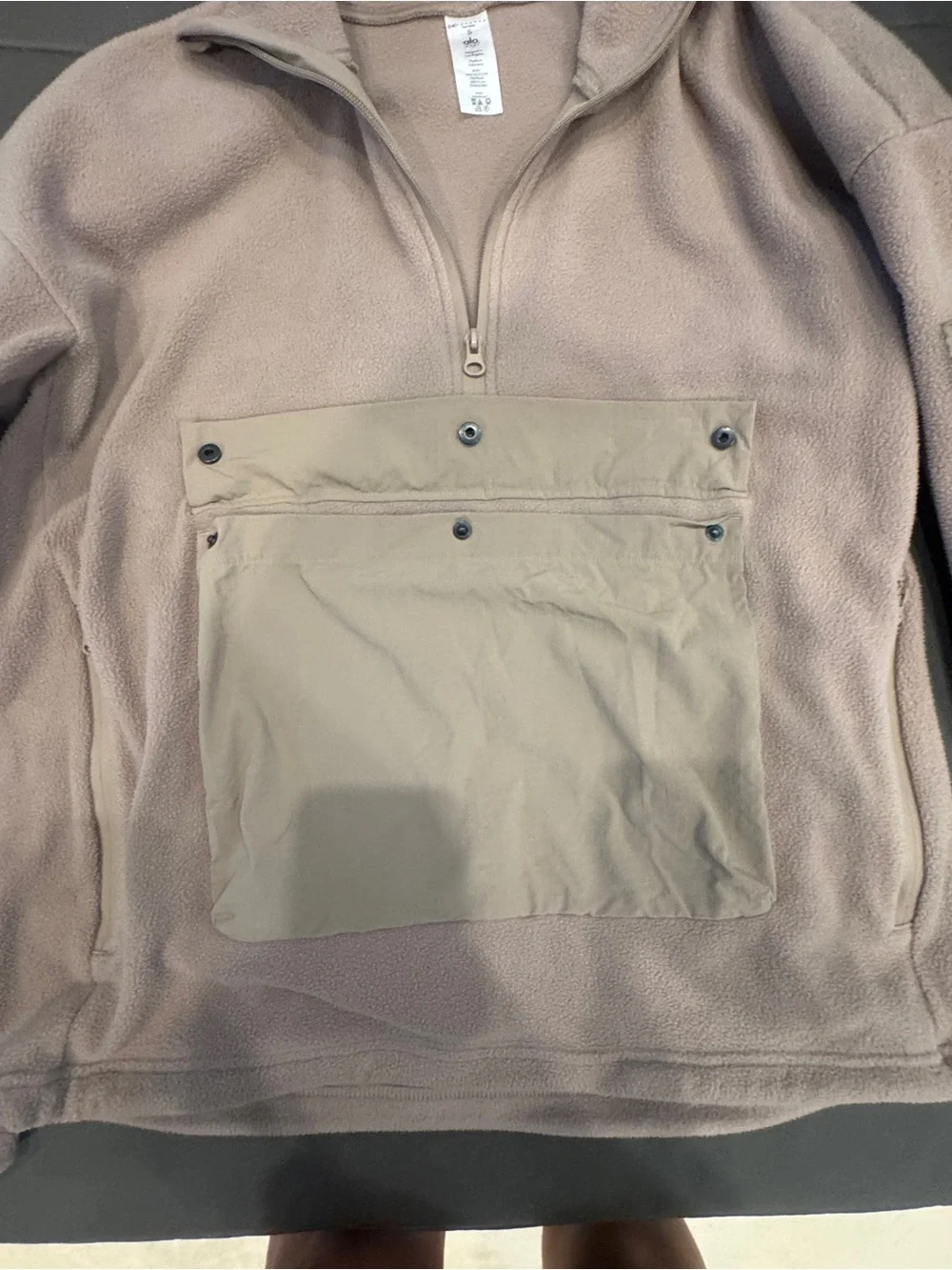 ALO Yoga Quarter-Zip Fleece Pullover in Tan